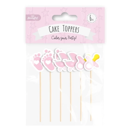 Topper piker ozdoby na tort babeczki dekoracje na roczek baby shower zestaw dla dziewczynki 6 sztuk